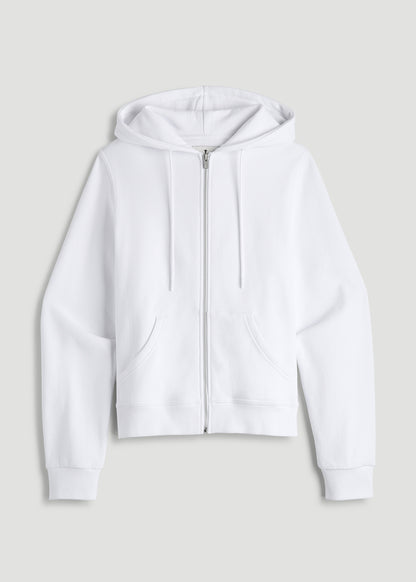 Wearever Fleece Full-Zip Hoodie for Tall Women in Optic White