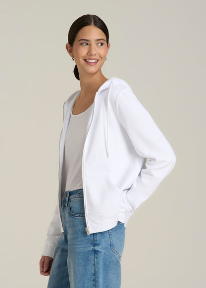 Wearever Fleece Full-Zip Hoodie for Tall Women in Optic White