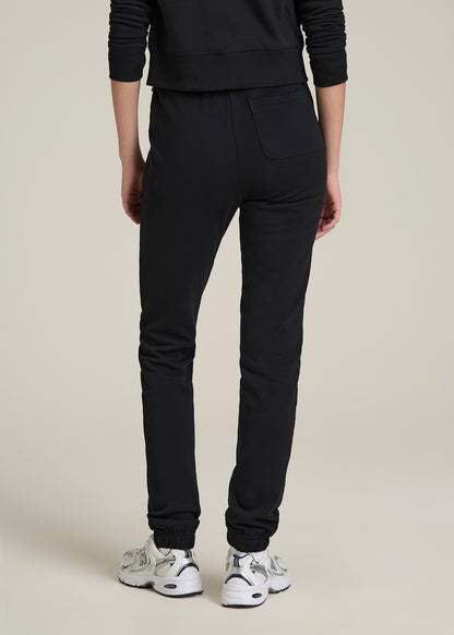 Wearever Fleece Slim Fit High-Waisted Garment Dye Sweatpants for Tall Women in Black