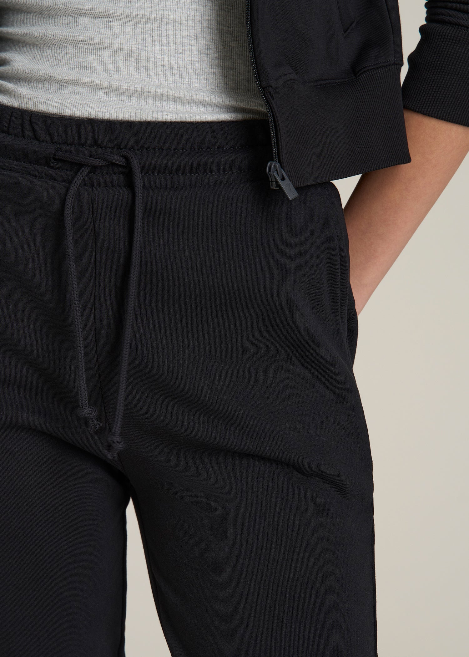 Wearever Fleece Slim Fit High-Waisted Garment Dye Sweatpants for Tall Women in Black