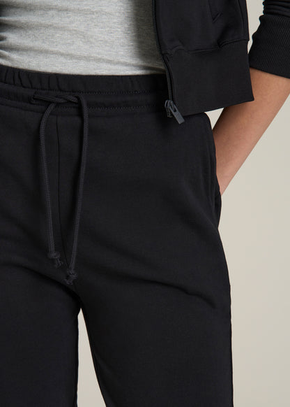 Wearever Fleece Slim Fit High-Waisted Garment Dye Sweatpants for Tall Women in Black