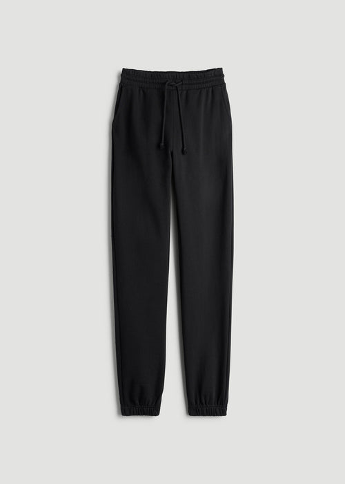 Wearever Fleece Slim Fit High-Waisted Garment Dye Sweatpants for Tall Women in Black