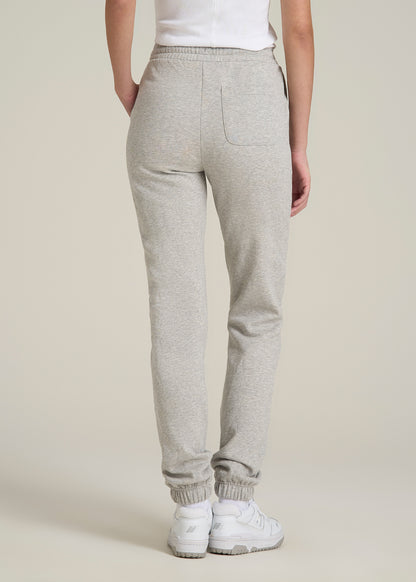 Wearever Fleece Slim Fit High-Waisted Garment Dye Sweatpants for Tall Women in Grey Mix