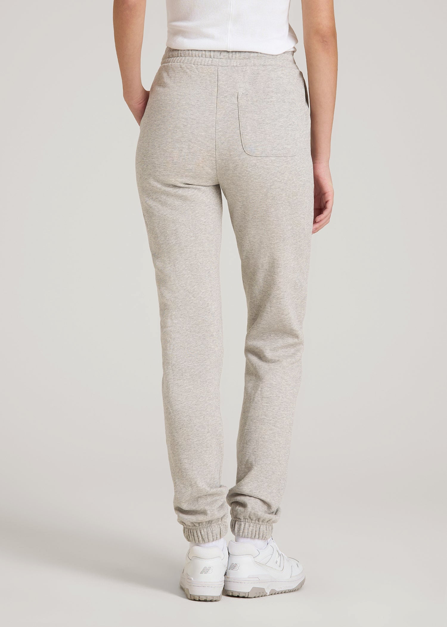 Wearever Fleece Slim Fit High-Waisted Garment Dye Sweatpants for Tall Women in Grey Mix