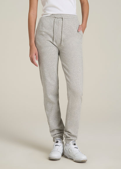Wearever Fleece Slim Fit High-Waisted Garment Dye Sweatpants for Tall Women in Grey Mix