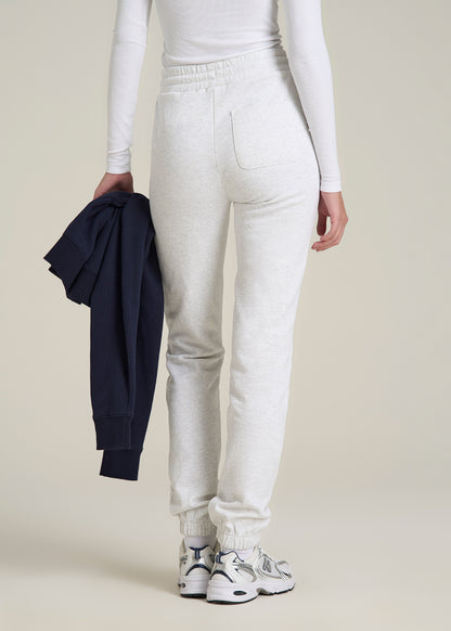 Wearever Fleece Slim Fit High-Waisted Garment Dye Sweatpants for Tall Women in Heather Cloud White