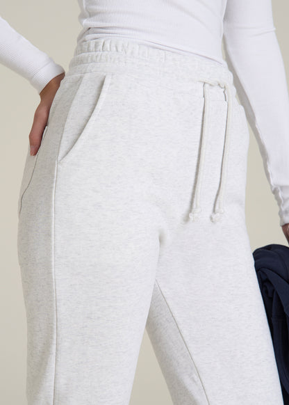 Wearever Fleece Slim Fit High-Waisted Garment Dye Sweatpants for Tall Women in Heather Cloud White
