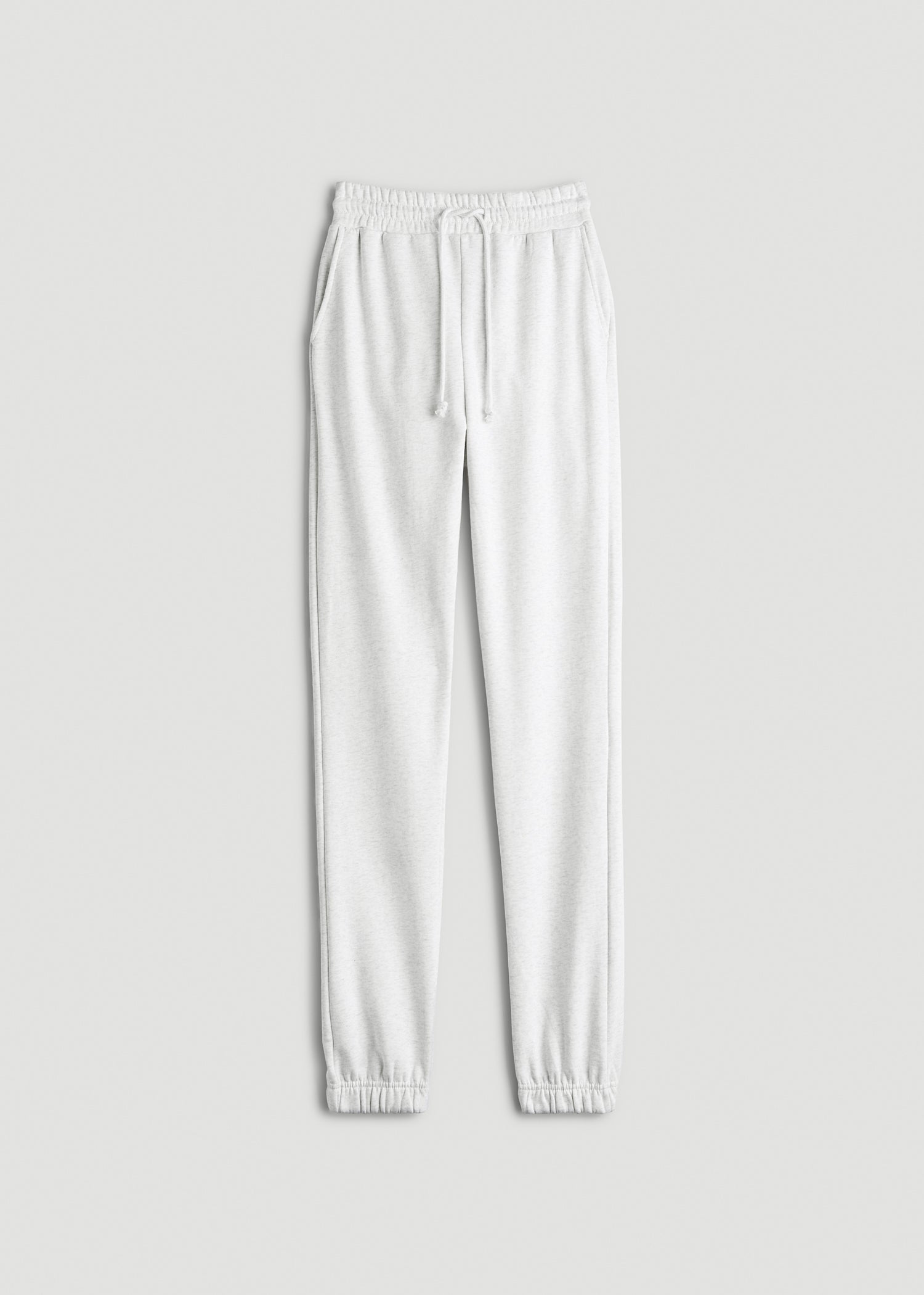 Wearever Fleece Slim Fit High-Waisted Garment Dye Sweatpants for Tall Women in Heather Cloud White