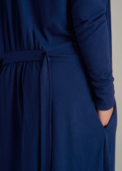 Waffle Lounge Robe for Tall Women in Midnight Blue