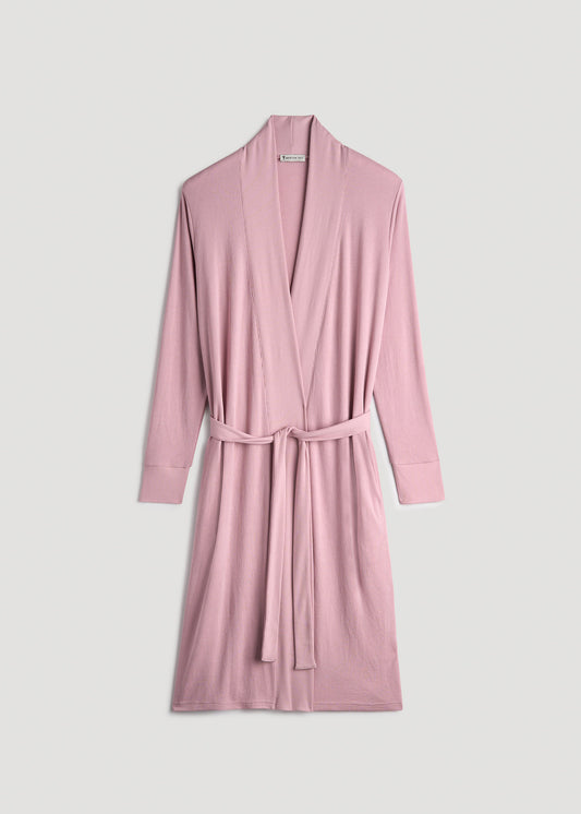 Waffle Lounge Robe for Tall Women in Pink Peony