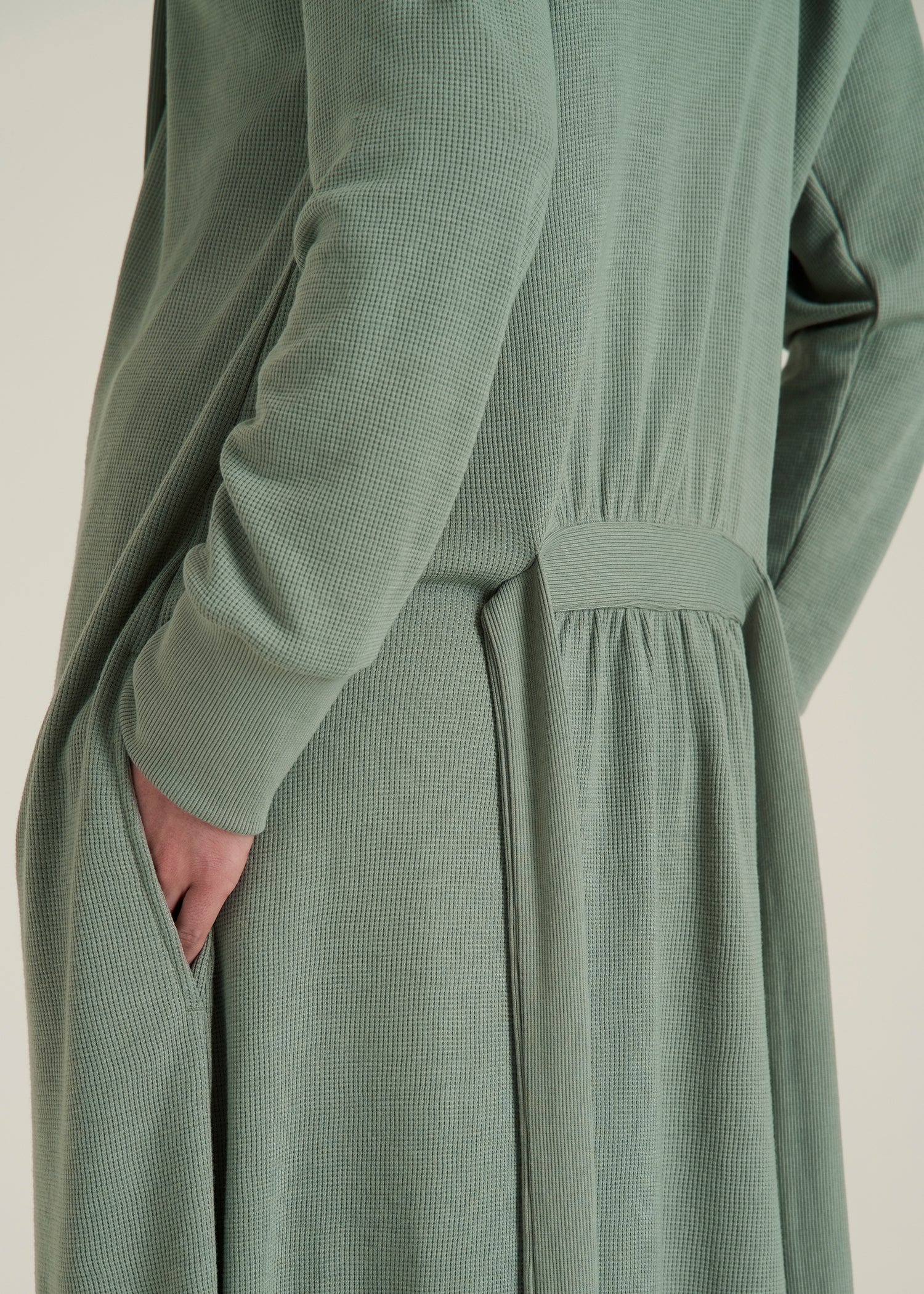 Waffle Lounge Robe for Tall Women in Seagrass