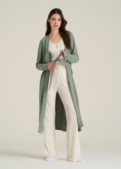 Waffle Lounge Robe for Tall Women in Seagrass