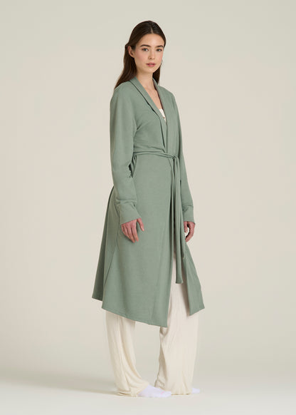 Waffle Lounge Robe for Tall Women in Seagrass