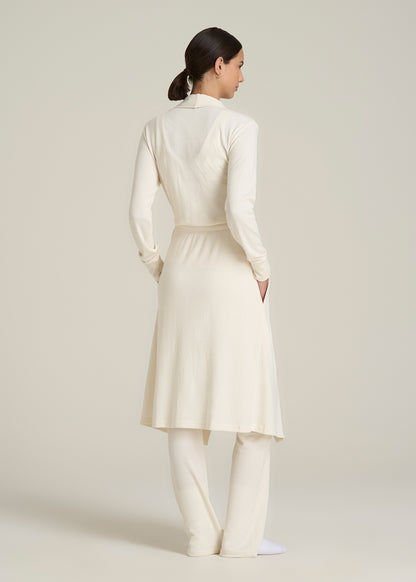 Waffle Lounge Robe for Tall Women in White Alyssum