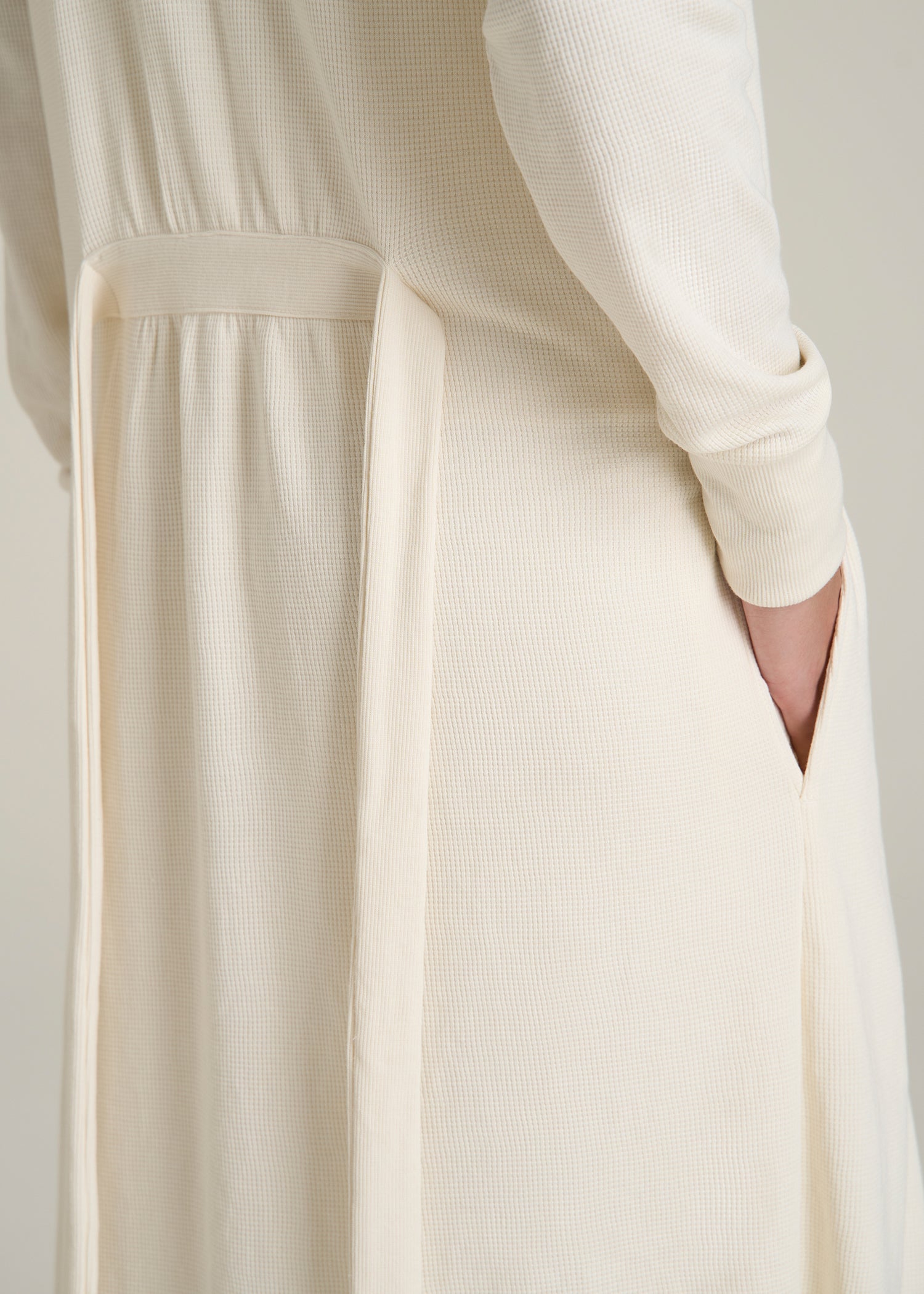 Waffle Lounge Robe for Tall Women in White Alyssum