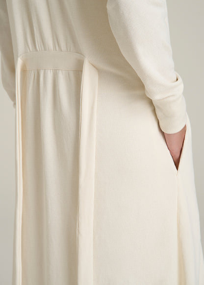 Waffle Lounge Robe for Tall Women in White Alyssum