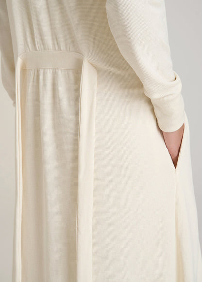 Waffle Lounge Robe for Tall Women in White Alyssum