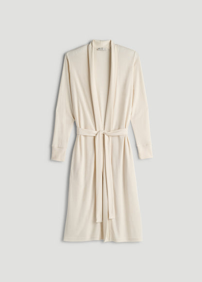 Waffle Lounge Robe for Tall Women in White Alyssum