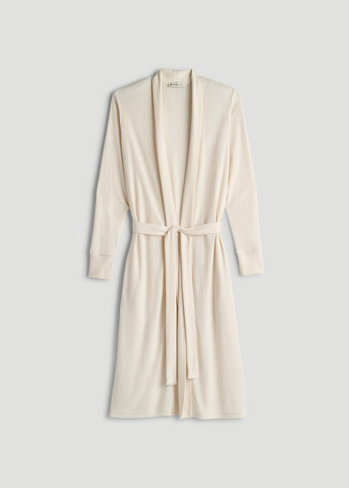 Waffle Lounge Robe for Tall Women in White Alyssum