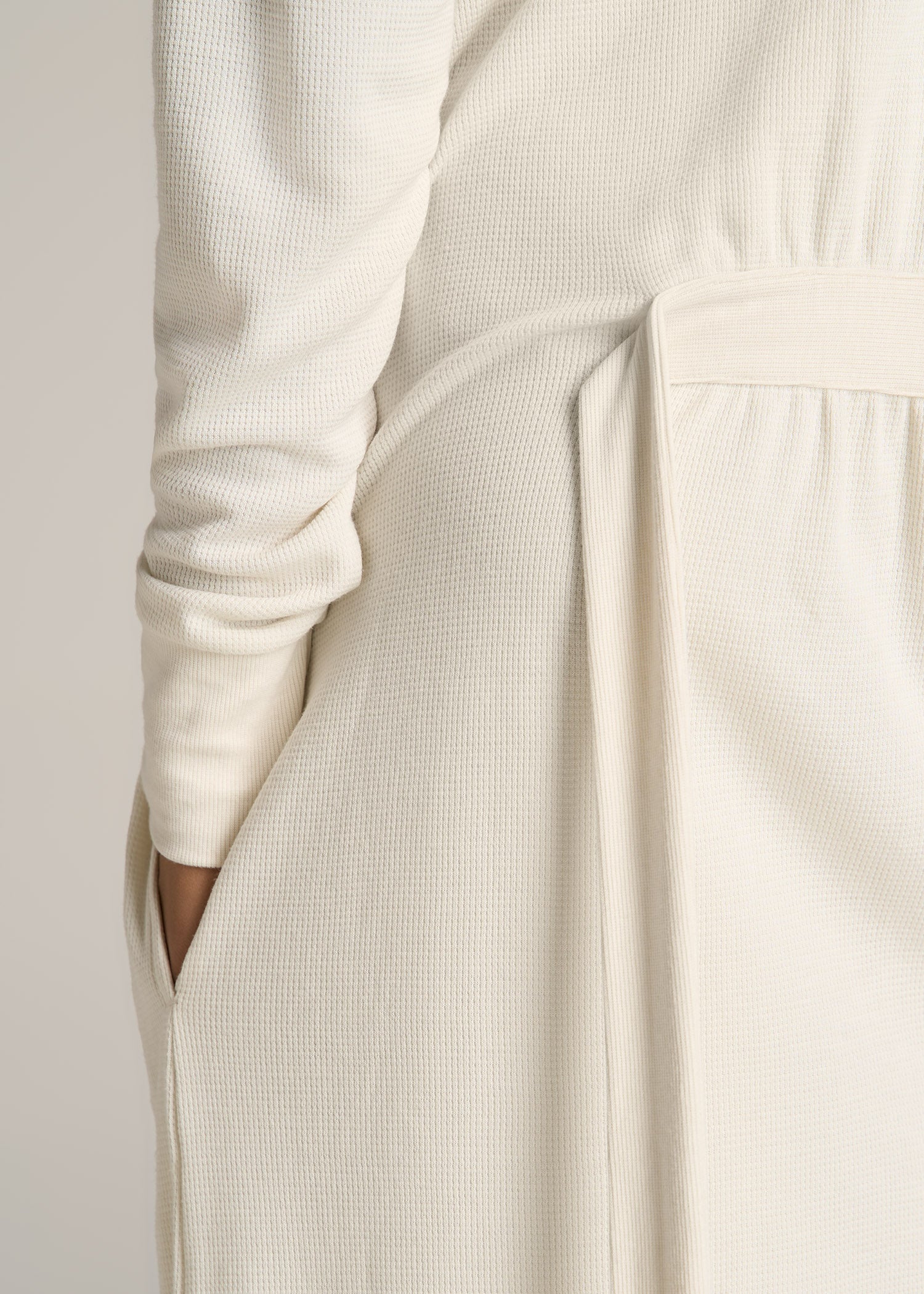 Open-Bottom Waffle Lounge Pants for Tall Women in White Alyssum