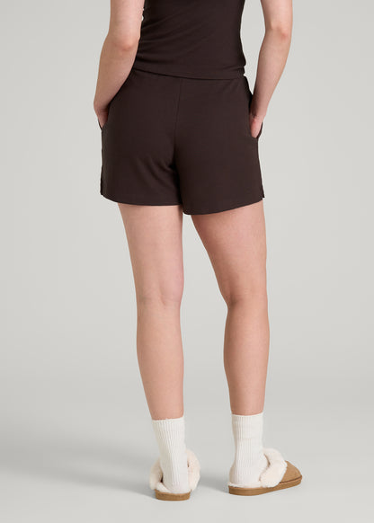 Waffle Sleep Shorts for Tall Women in Espresso