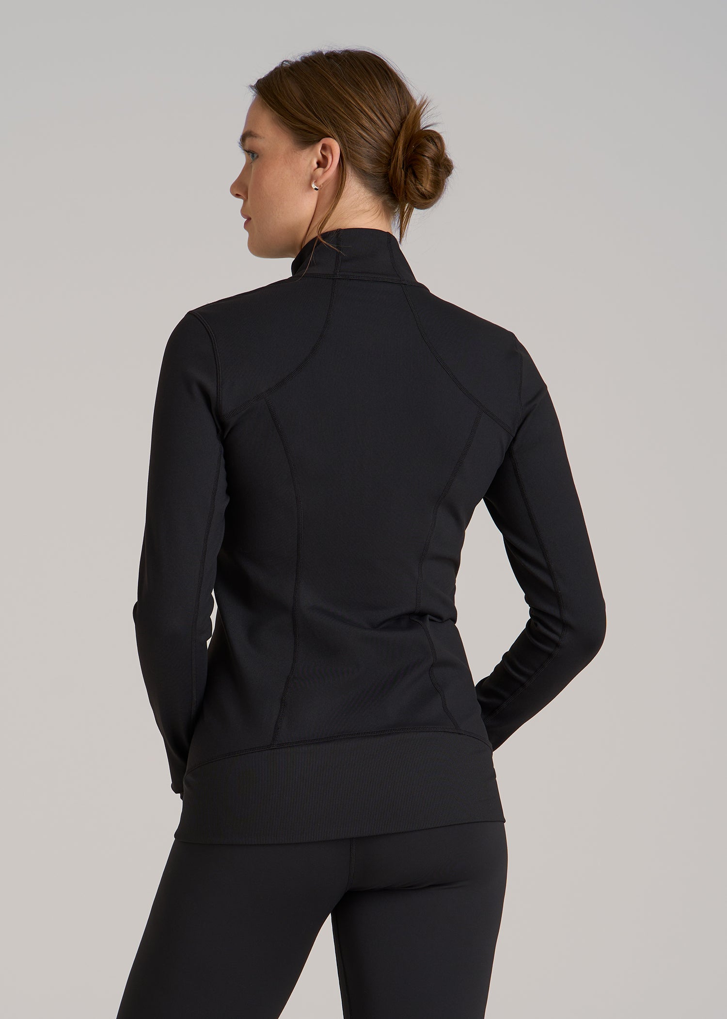 Women's Athletic Zip-Up Jacket for Tall Women in Black