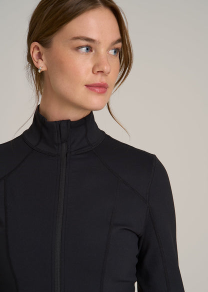 Women's Athletic Zip-Up Jacket for Tall Women in Black