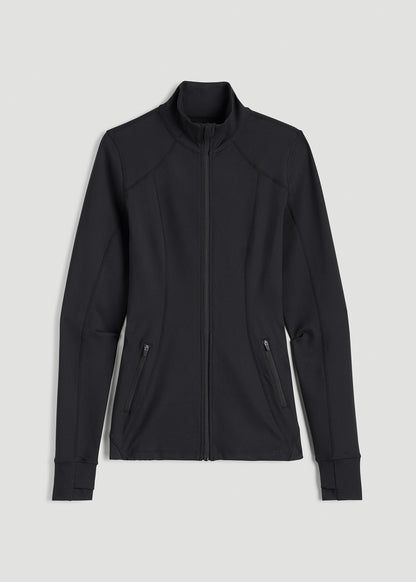 Women's Athletic Zip-Up Jacket for Tall Women in Black