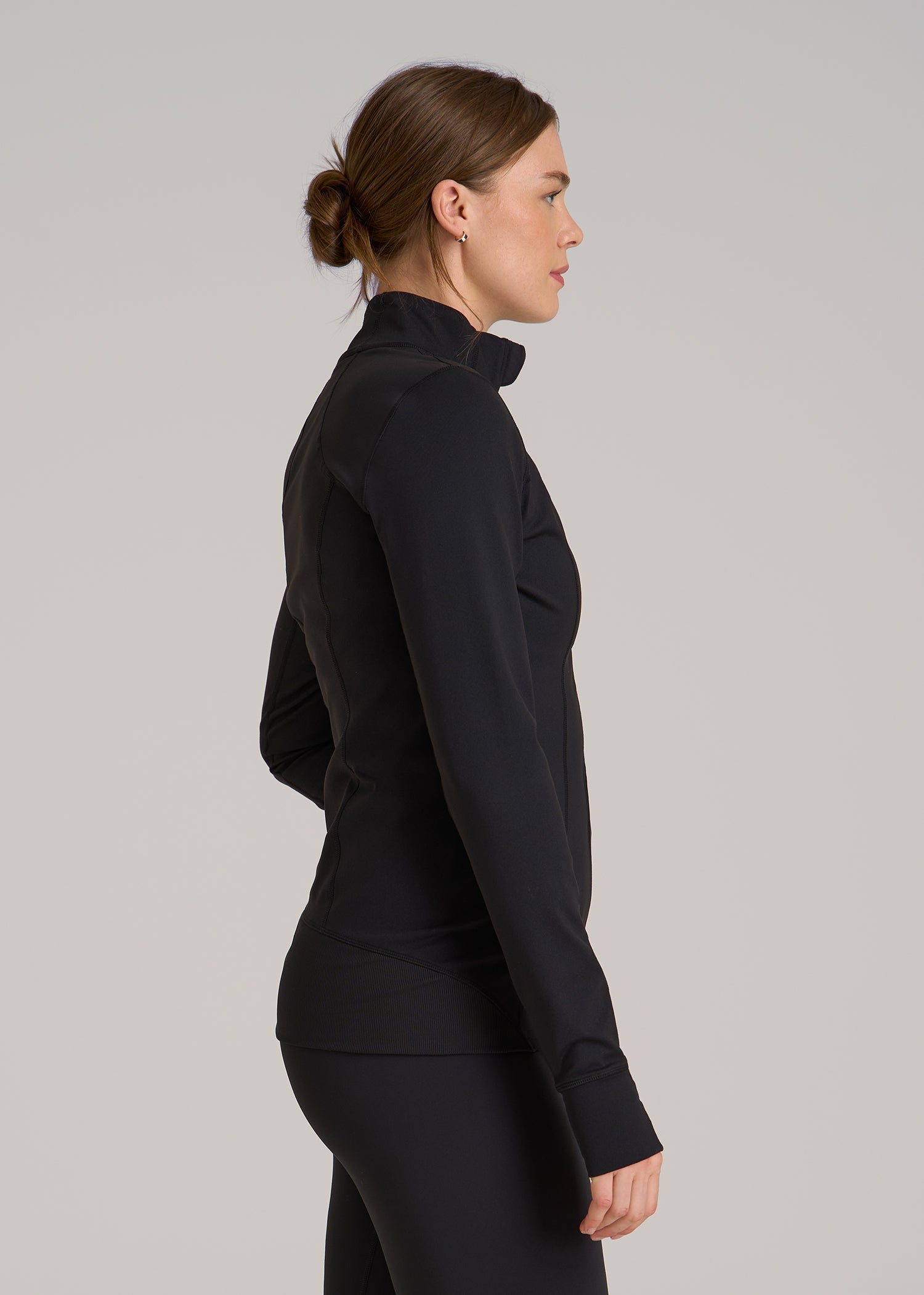 Women's Athletic Zip-Up Jacket for Tall Women in Black