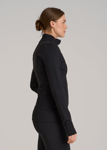 Women's Athletic Zip-Up Jacket for Tall Women in Black