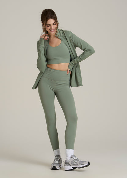 Women's Athletic Zip-Up Jacket for Tall Women in Dark Seagrass