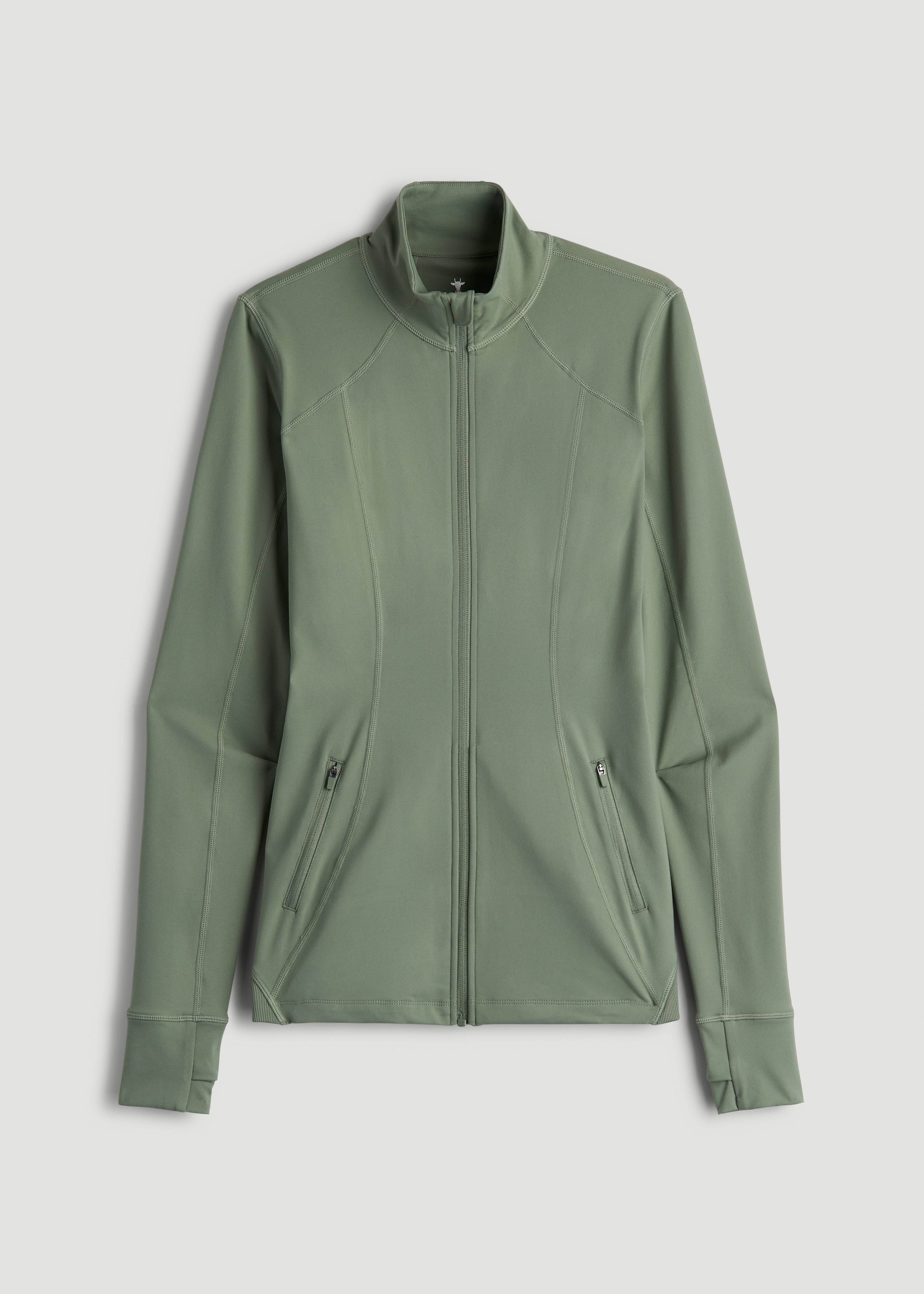 Women's Athletic Zip-Up Jacket for Tall Women in Dark Seagrass