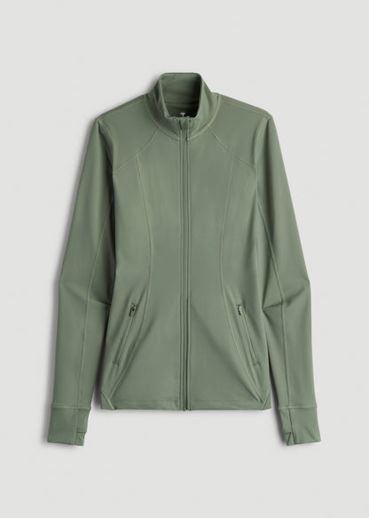 Women's Athletic Zip-Up Jacket for Tall Women in Dark Seagrass
