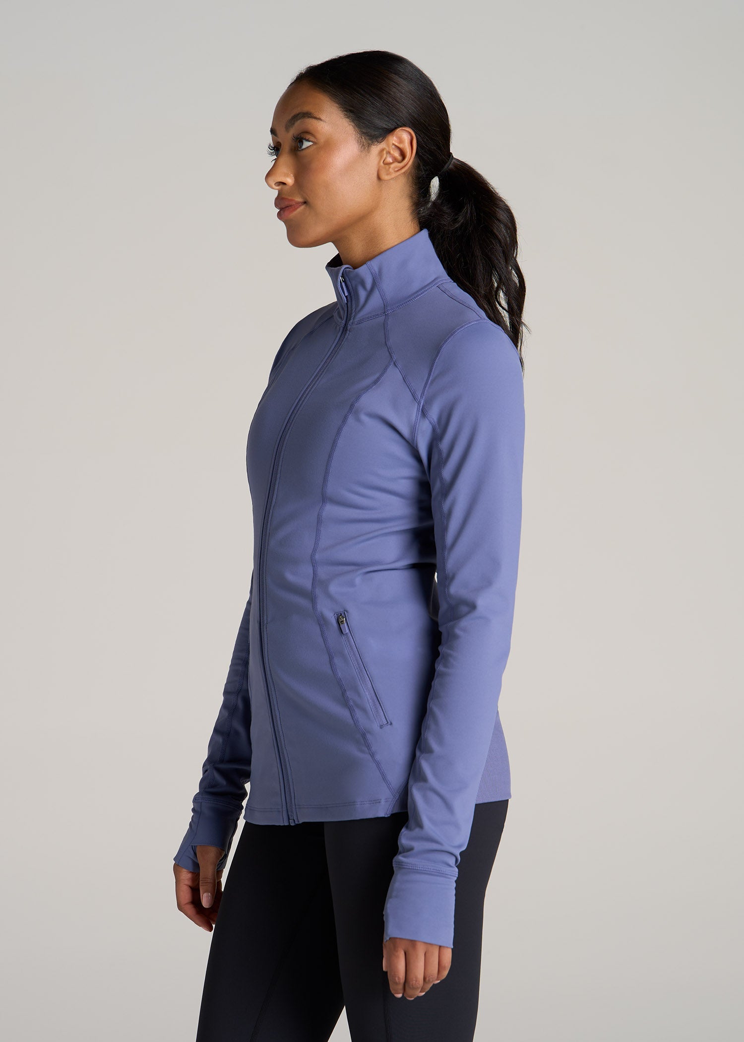 Women's Athletic Zip-Up Jacket for Tall Women in Marlin Blue