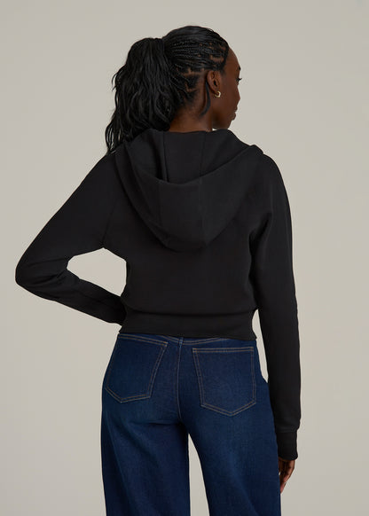 Wearever Fleece Cropped Zip-Up Hoodie for Tall Women in Black