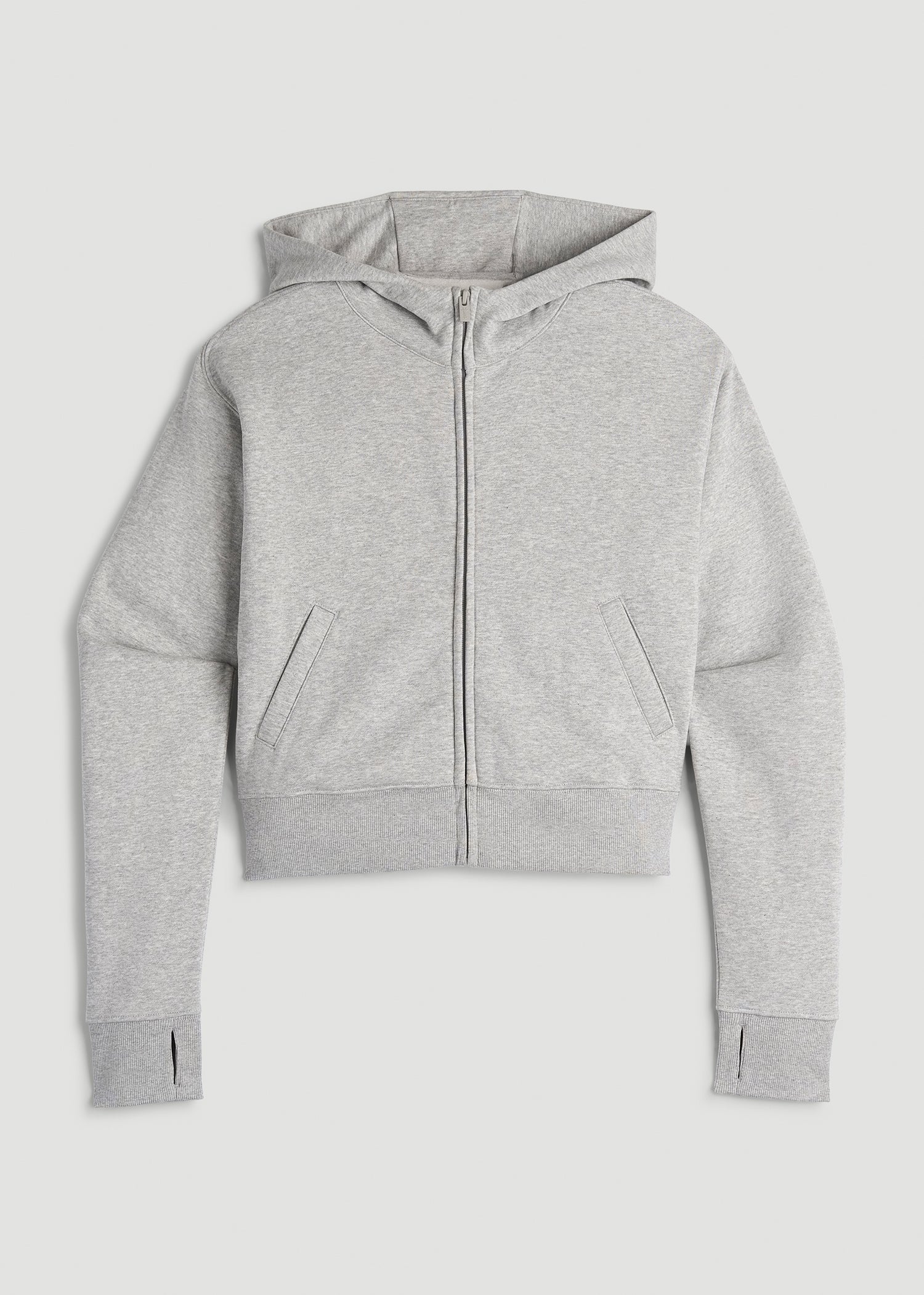 Wearever Fleece Cropped Zip-Up Hoodie for Tall Women in Grey Mix