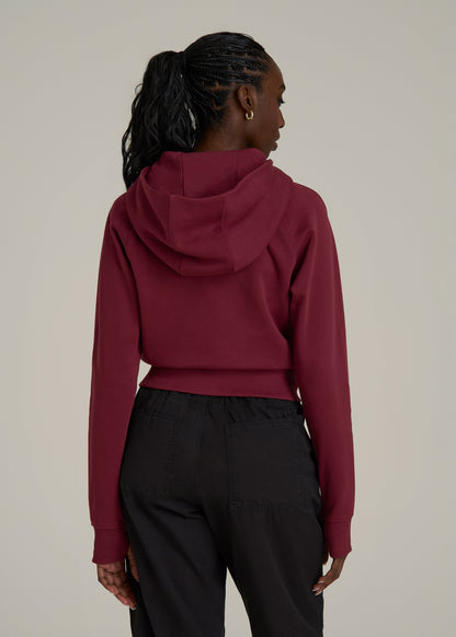 Wearever Fleece Cropped Zip-Up Hoodie for Tall Women in Tawny Port