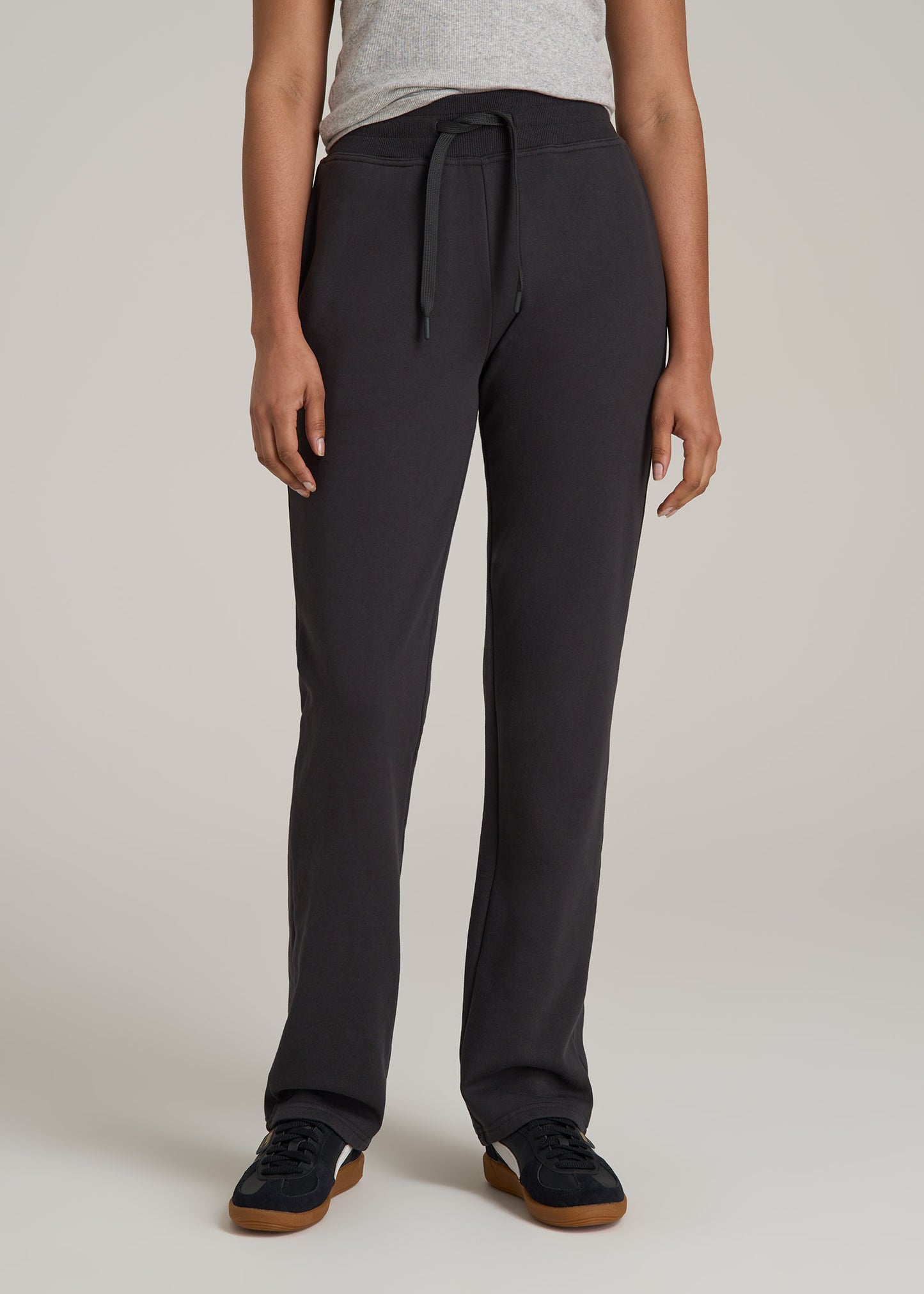 Wearever Fleece Open-Bottom Sweatpants for Tall Women in Graphite Black