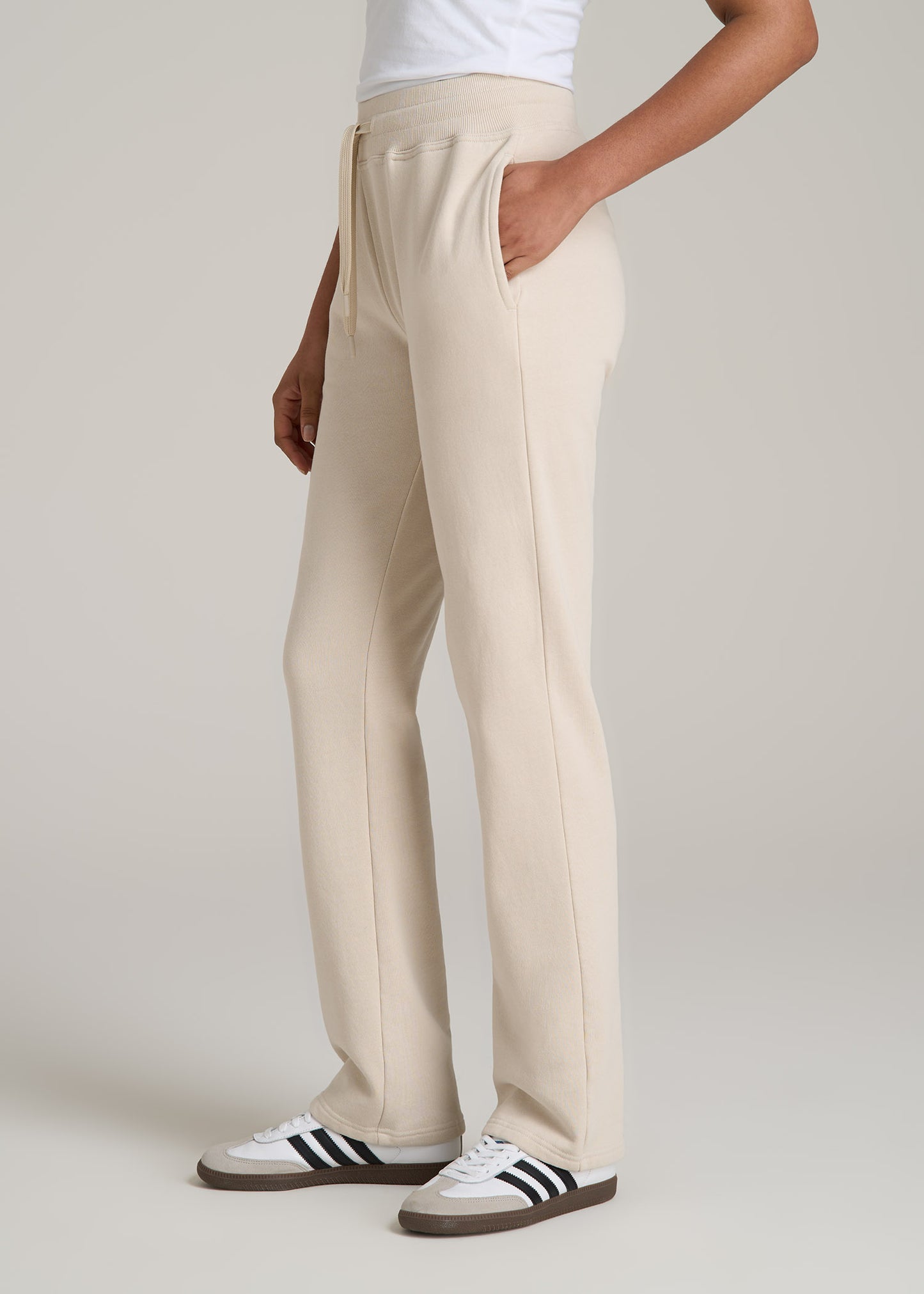 Wearever Fleece Open-Bottom Sweatpants for Tall Women in Light Stone