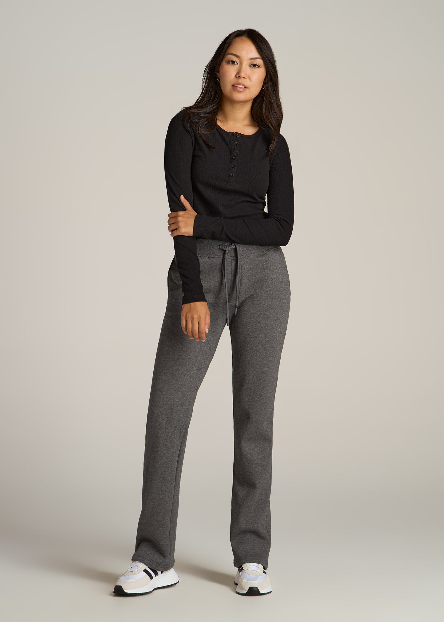 Womens Good American grey Fleece-Lined Wide-Leg Sweatpants