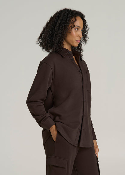 Wearever 2.0 Fleece Shacket for Tall Women in Espresso