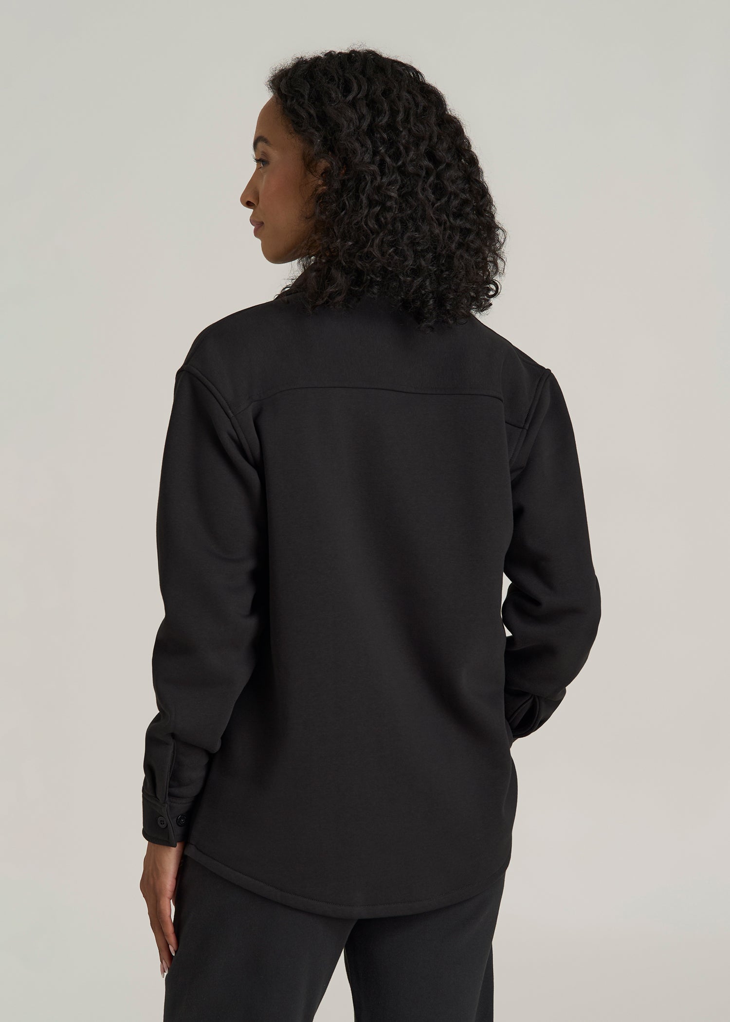 Wearever 2.0 Fleece Shacket for Tall Women in Graphite Black