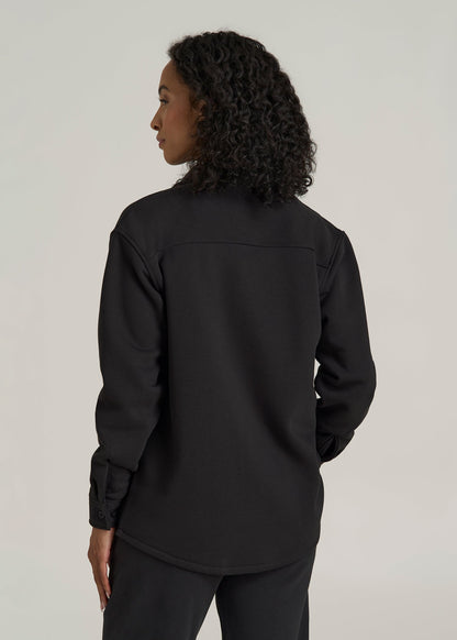 Wearever 2.0 Fleece Shacket for Tall Women in Graphite Black