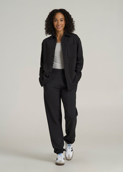 Wearever 2.0 Fleece Shacket for Tall Women in Graphite Black
