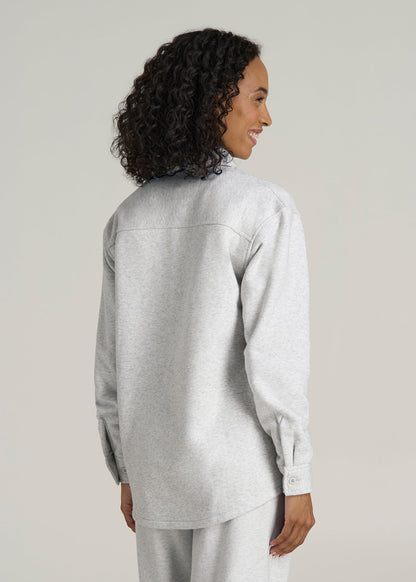 Wearever 2.0 Fleece Shacket for Tall Women in Heather Cloud White