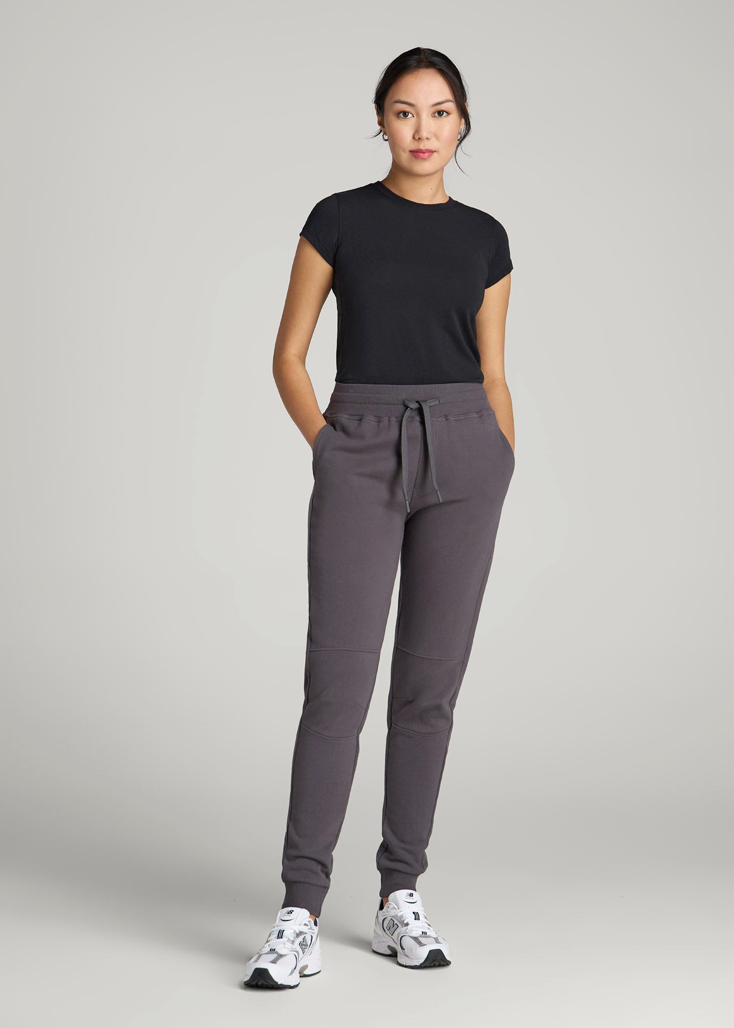 Women Tall Basic French Terry Jogger Charcoal | American Tall