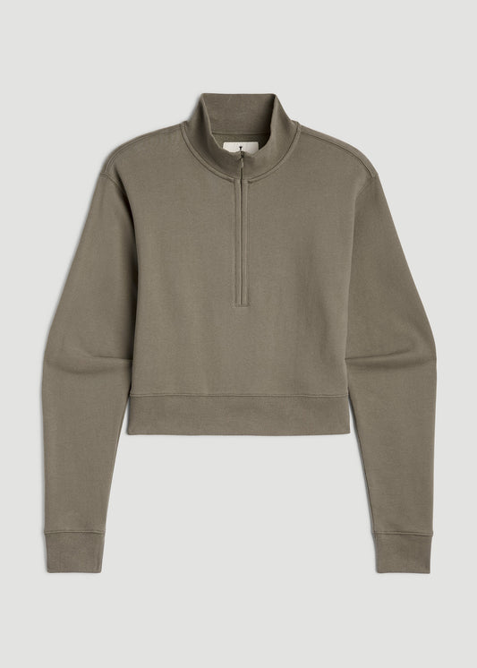 Wearever 2.0 Half Zip Cropped Sweatshirt for Tall Women in Camper Green