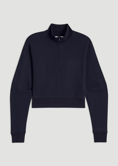 Wearever 2.0 Fleece Half-Zip Cropped Sweatshirt for Tall Women in Evening Blue