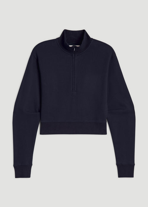 Wearever 2.0 Fleece Half-Zip Cropped Sweatshirt for Tall Women in Evening Blue