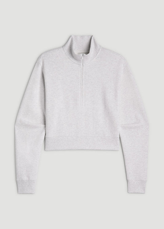 Wearever 2.0 Half Zip Cropped Sweatshirt for Tall Women in Heather Cloud White